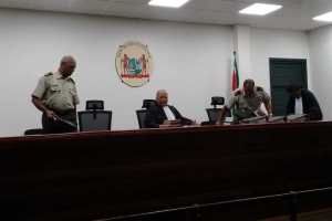 De rechters in de militaire kamer. Foto: Suriname Herald