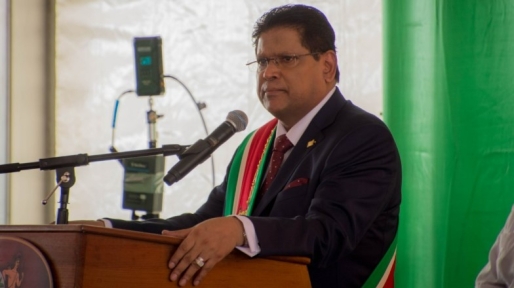 President Santokhi na zijn inauguratie op 16 juli 2020. Foto: CDS President Santokhi na zijn inauguratie op 16 juli 2020. Foto: CDS