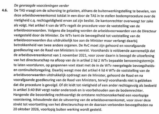 TAS-contract: beschermde Monorath de directeur of het publieke belang?