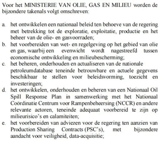 Staatsolie valt onder nieuw ministerie van Olie, Gas en Milieu