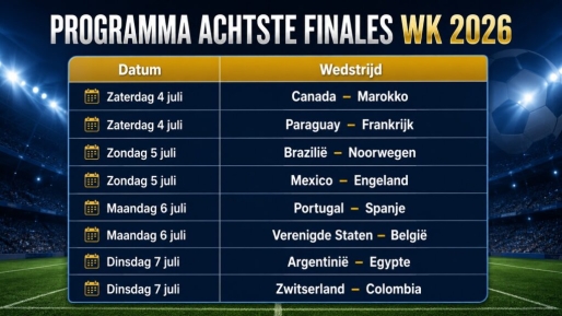 WK 2026 begint aan achtste finales met Canada-Marokko en Paraguay-Frankrijk